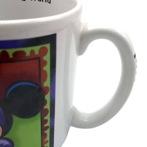 Disney World Minnie Mouse Mug White 4" Bashful Shy Purple Dress Bow Round - Picture 3 of 11